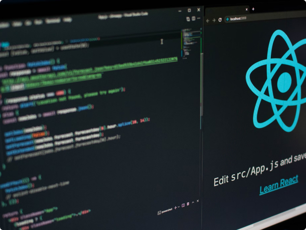 A react code on laptop